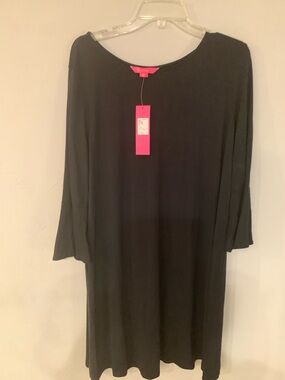 Lilly Pulitzer Black 3/4 Bell Sleeve Swing Dress NWT XL